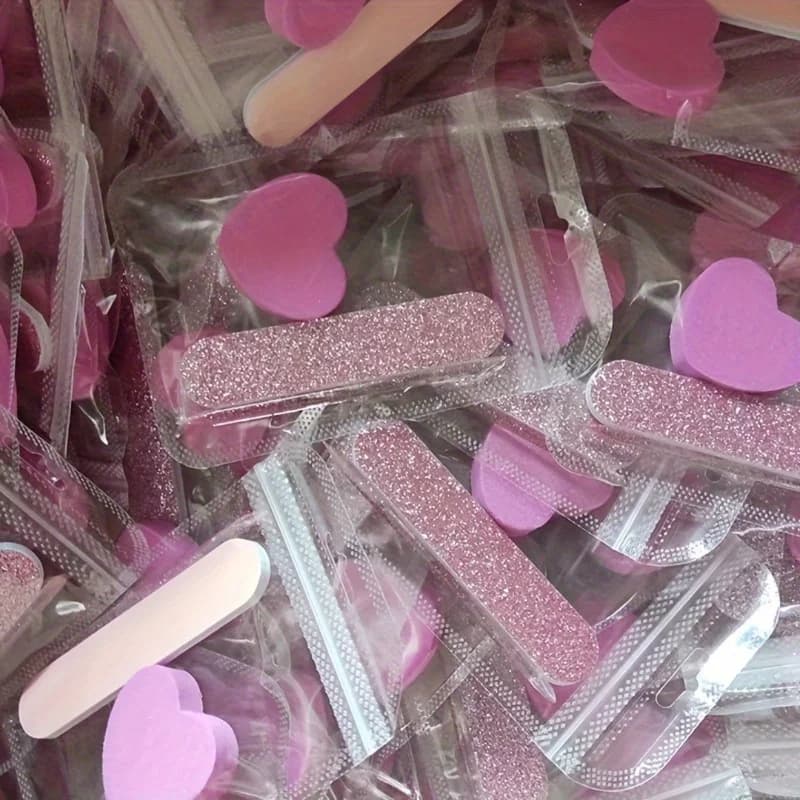 Glitter Nail Care Set - Nail Files, Buffing Crystal Stick, Heart-Shaped Sponge Blocks for Manicure and Pedicure