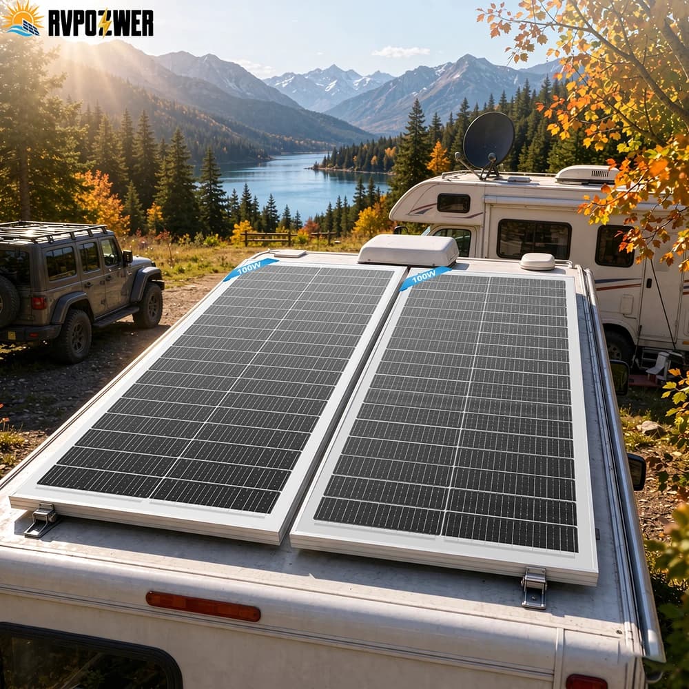 RVPOZWER 100W 12V Solar Panel 12BB Monocrystalline High Efficiency Module for Roof Mount Off Grid Power System Wholesale