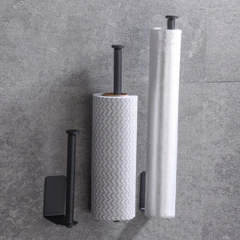 Autoadesivo nero argento Portarotolo di carta igienica Porta asciugamani da parete Organizzatori in acciaio inossidabile Bagno Punch-Free Rack per fazzoletti a1
