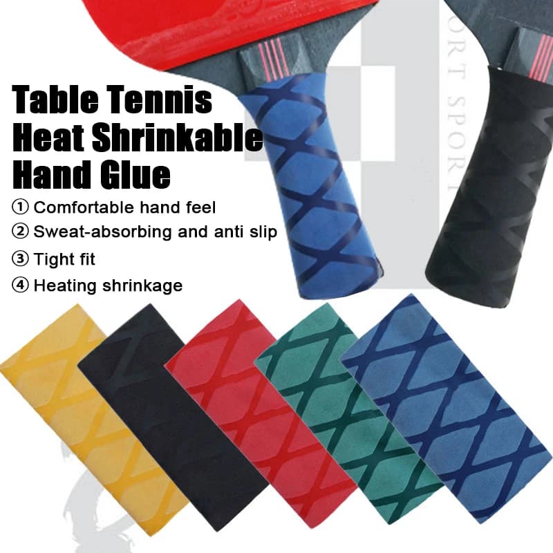 Hand tape for ping pong rack wrapped with rubber sleeve with non-slip heatable handle
