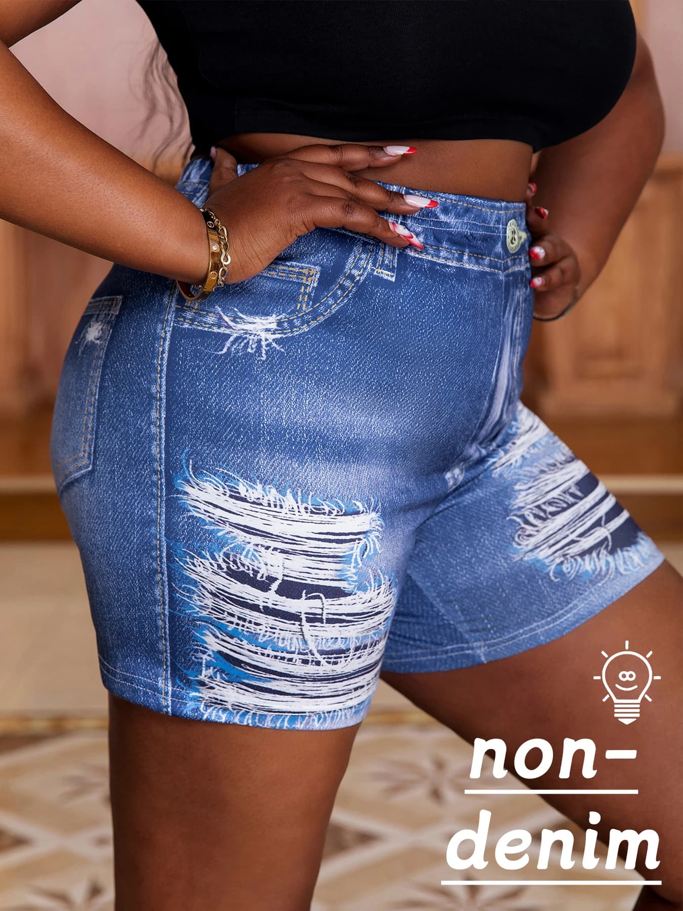 Pantaloncini da donna taglie forti jeans imitazione fori stampati design moda casual comodi pantaloni caldi attillati estivi