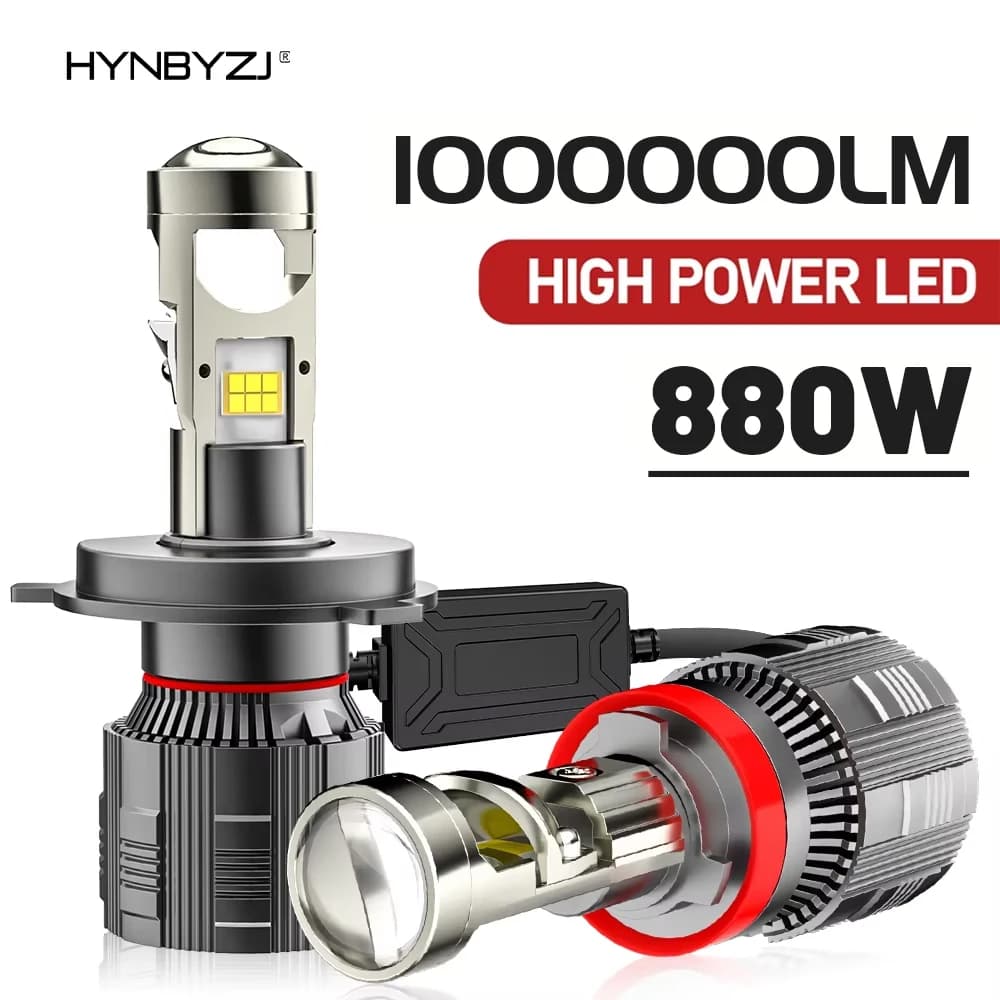 HYNBYZJ 880W 1000000 Lampadina a led LM HB3 H4 H7 Lente per proiettore a led H11 9005 9006 HB4 Faro per auto Canbus Lampa 6000K Mini fendinebbia