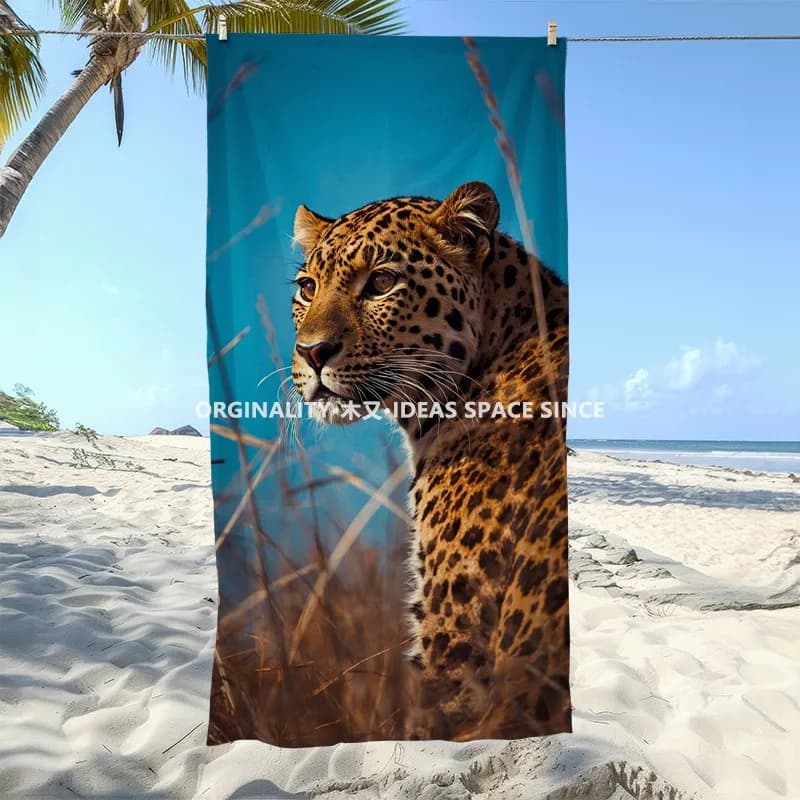 Wild Leopard Print Beach Towel Patterned Sunscreen And Windproof Suitable For Swimming Pool Camping Travel