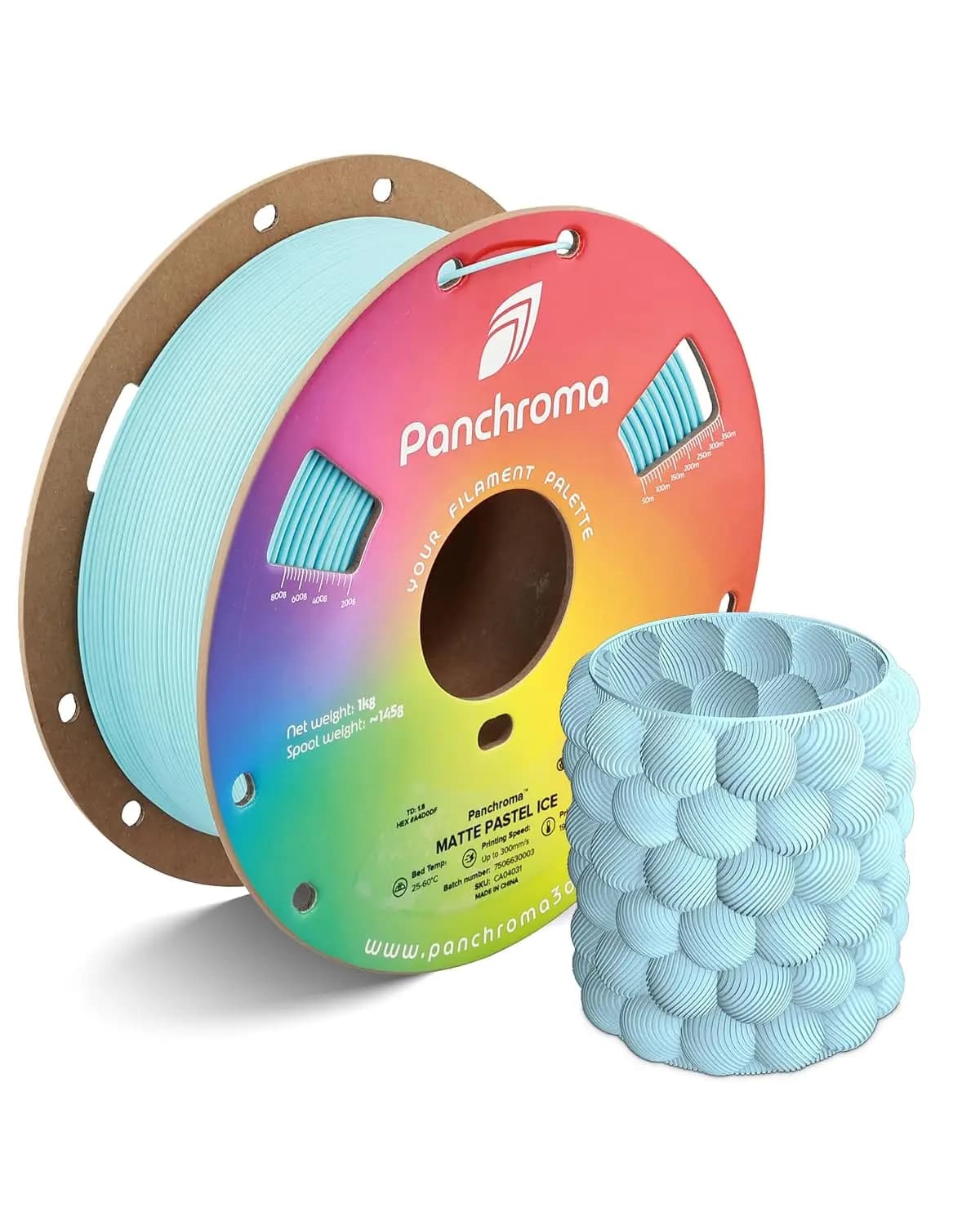 Matte PLA Filament 1.75mm, 1kg, Pastel Ice | High Speed 3D Printing, Smooth Finish, Hide Layer Lines, Accuracy +/- 0.02mm