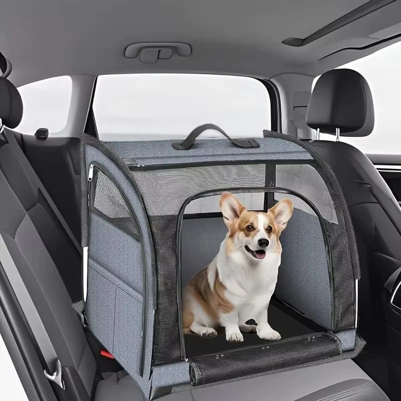 Zaino Trasportino Pieghevole per Cani e Gatti, Finestre in Rete Traspirante con Porta con Cerniera - Nessun Montaggio Richiesto, Design Compatto