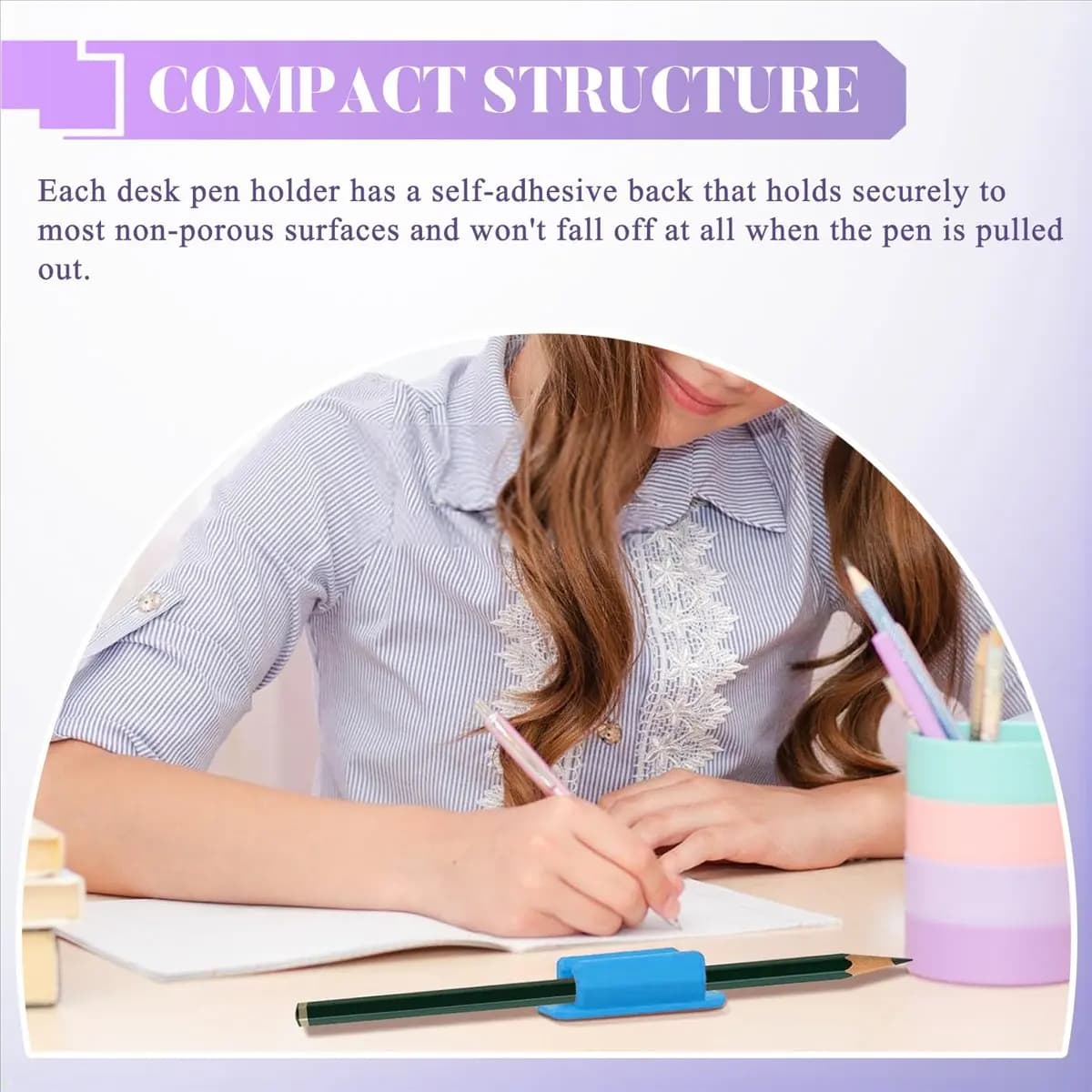 A45I 15Pcs Adhesive Silicone Pen Holder for Desk, Pencil Holder, Marker Holder,Pen Holder Set Teacher Supplies