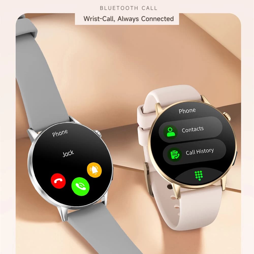 Smartwatch Impermeabile con Torcia, Lussuoso Orologio Intelligente da Donna con Schermo AMOLED, Chiamate Bluetooth, Monitoraggio Frequenza Cardiaca, Assistente Vocale