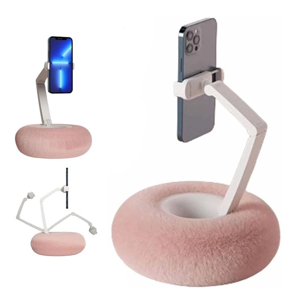 Supporto per telefono pieghevole con cuscino in peluche 360 ° Supporto da tavolo regolabile per IPhone Xiaomi Redmi Live Streaming Video Chat Staffa pigra