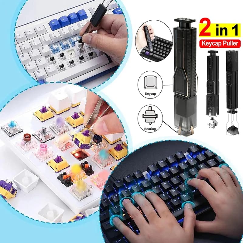 1 Pezzo Strumento 2 in 1 per la Rimozione di Tasti e Switch, Spazzola per la Pulizia, Strumento per la Rimozione di Switch a Filo per Tastiera Meccanica, Kit di Pulizia Fai da Te