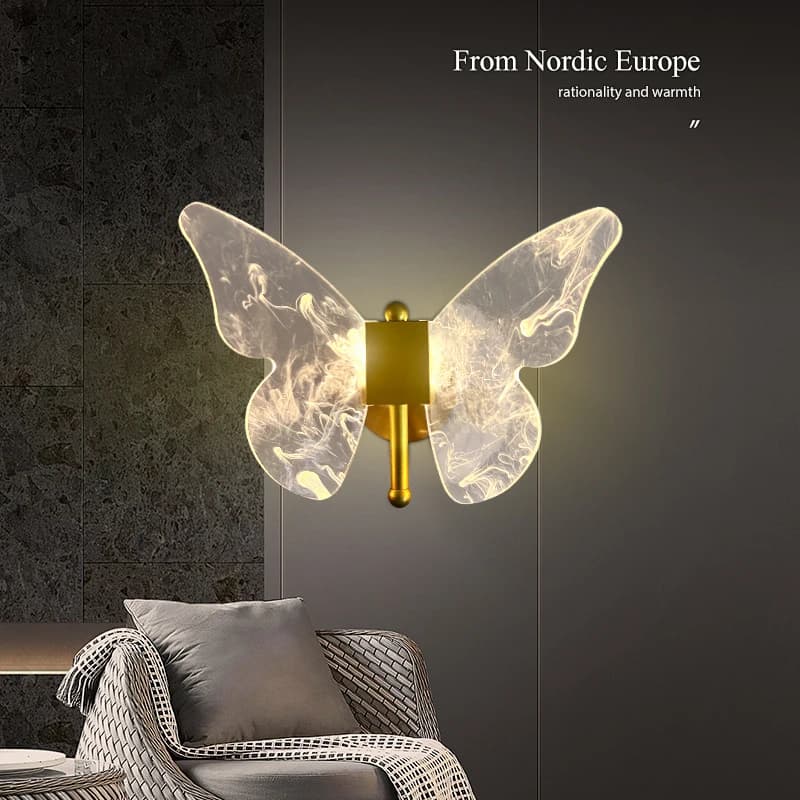 Wall Lamp Butterfly Lamp Modern Simple Creative Nordic Living Room Bedside Bedroom Lamp Lighting Decoration for Indoor LED