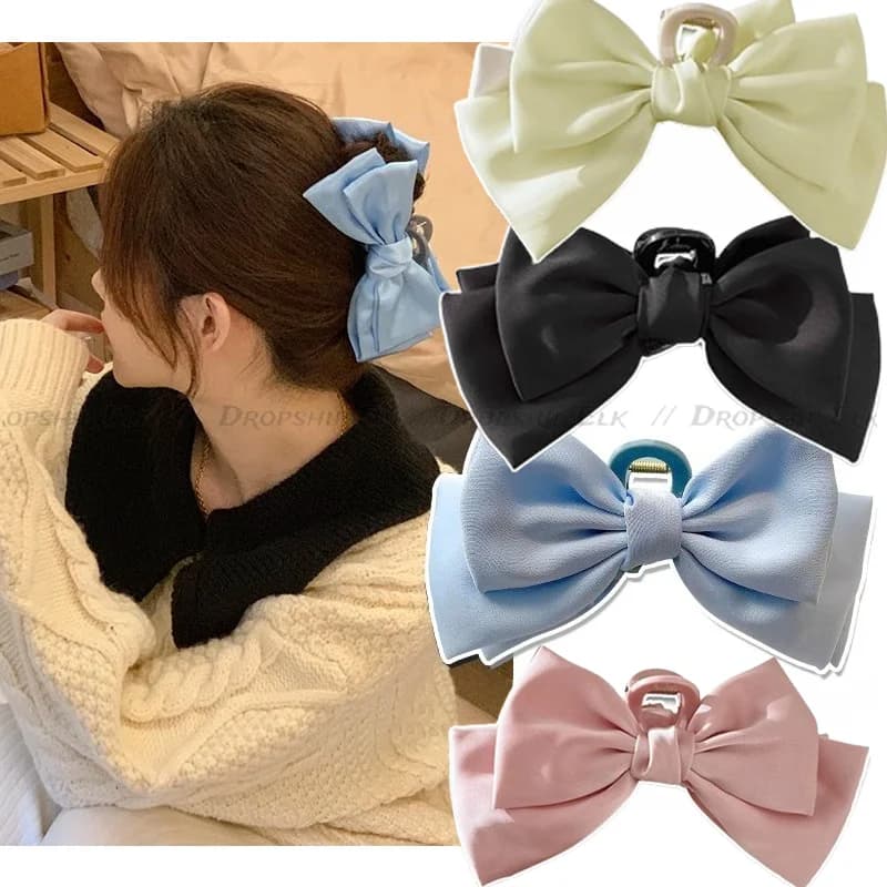 Moda coreana elegante bowknot fermagli per capelli donna tinta unita grande fiocco barrette granchio copricapo forcine accessori ragazze