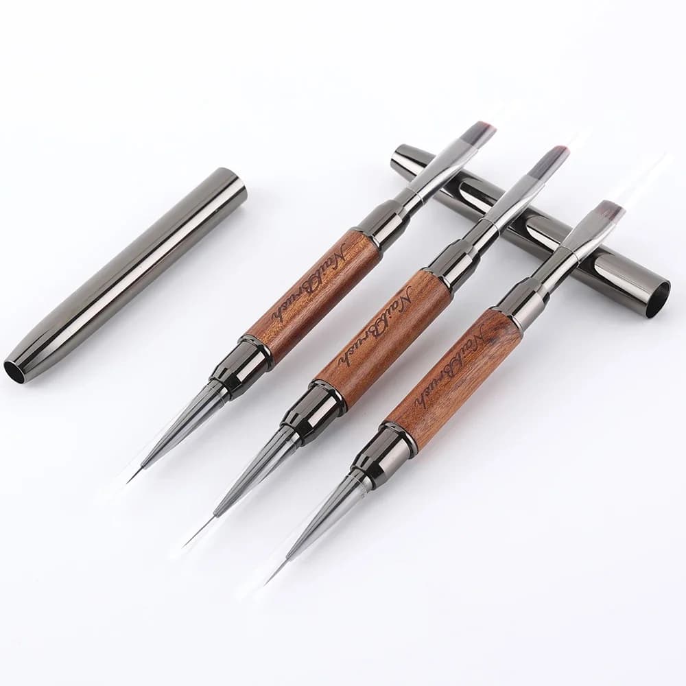 1/3pcs Sandalwood Double Head Crystal Handle Drawing Brush Liner Brush Painting Pen Gel Polish Crystal Nail Art Manicure Tools