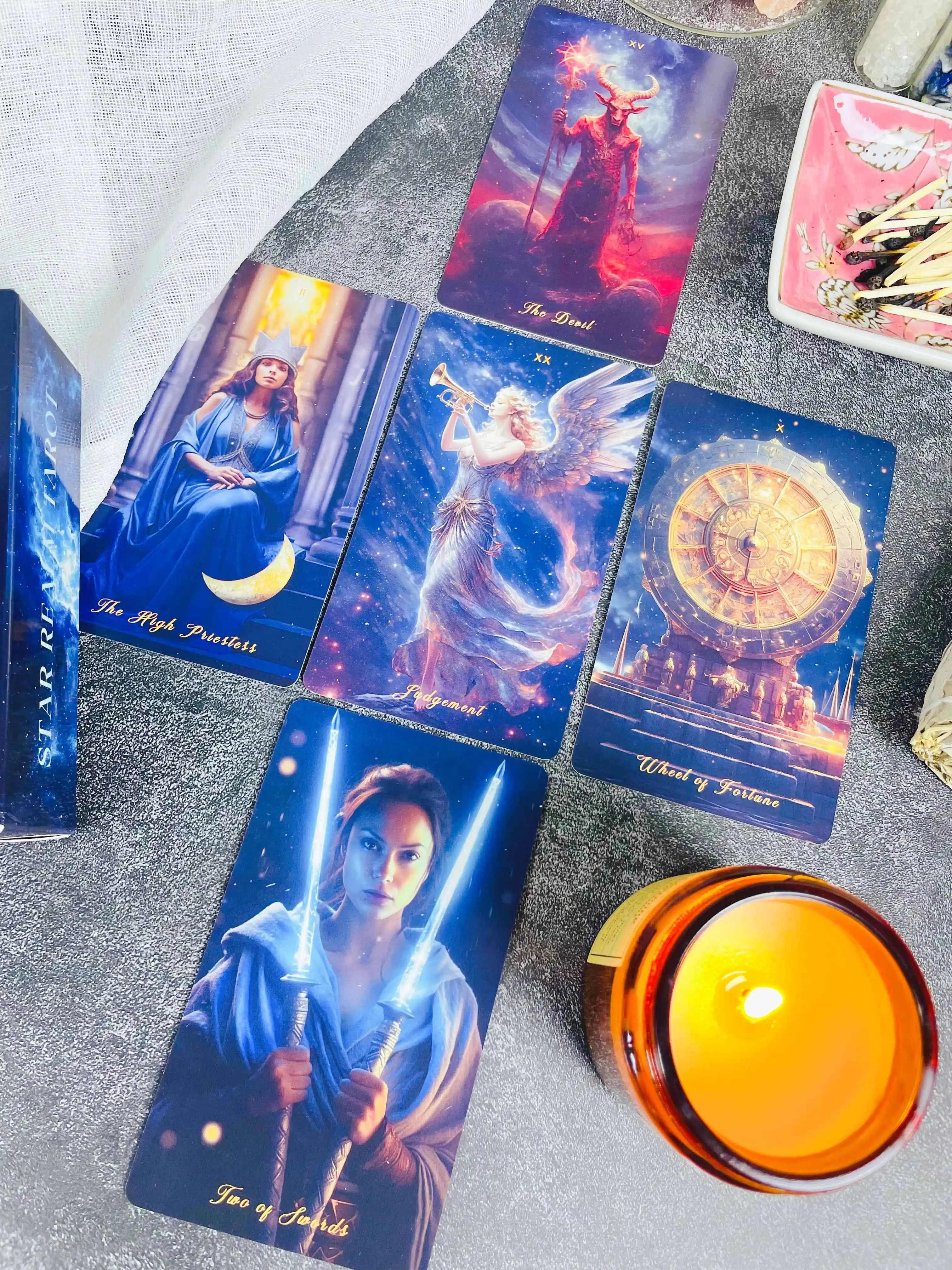 Star Realm Mazzo di tarocchi originale 78 carte 400g Paper Rider Waite Smith Divinazione angelica cosmica Oracle Principiante 12x7 cm Guida PDF