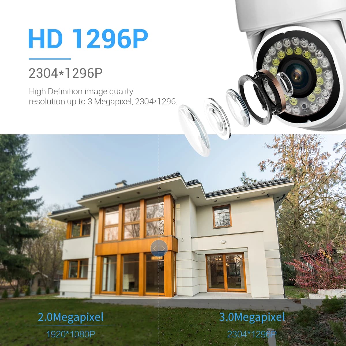 Telecamera IP Dome PTZ Wireless ESCAM PVR007 YiLot APP 3MP 1296P a Colori con Rilevamento Umanoide AI per Sicurezza Domestica e Monitoraggio Bambini