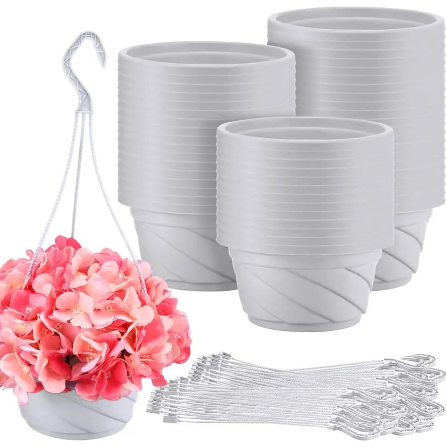 50 Pezzi Vasi Suspended in Plastic Rounds for Plants, Containers with Hook, Bearings for Flowers and Plants from Exterior and Interior