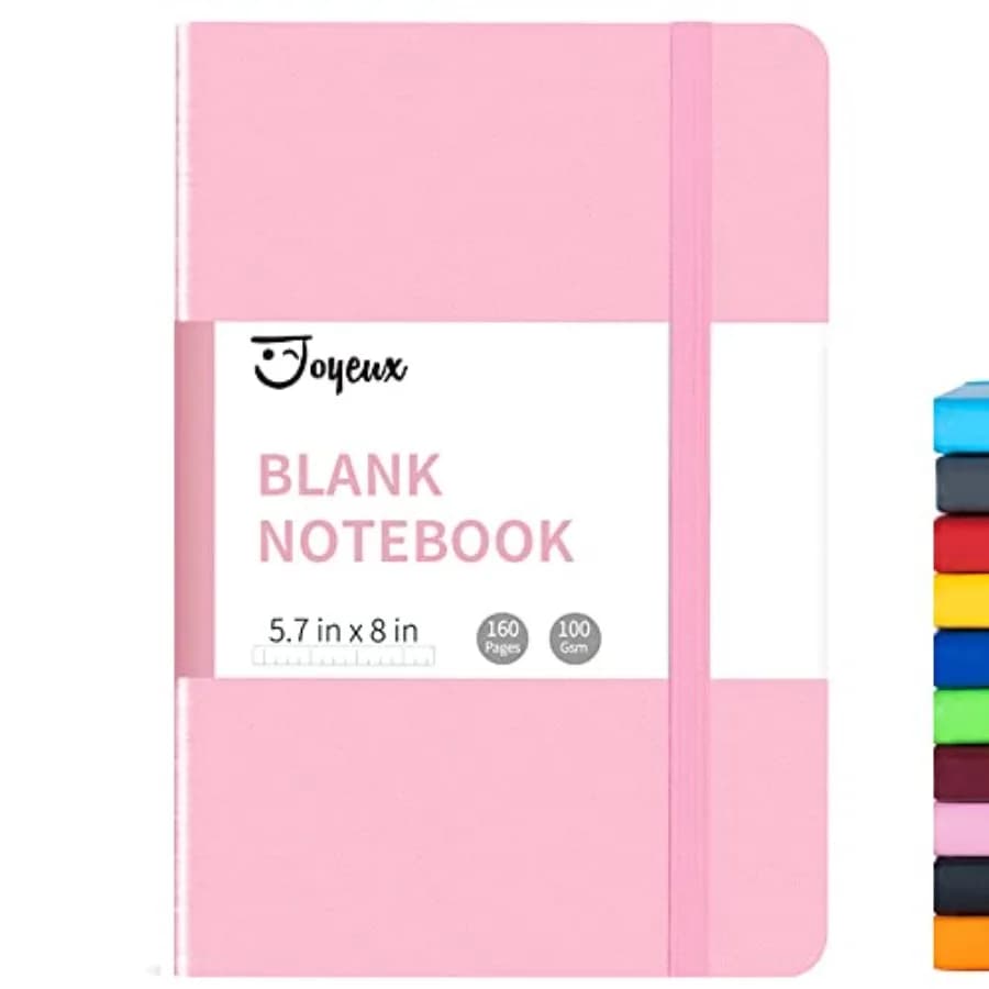Blank Journal Notebook, A5, 160 Pages 100 Gsm Thick Sketch Books Hardcover Journal for Writing, 5.7 Inch x 8 Inch Notebooks for