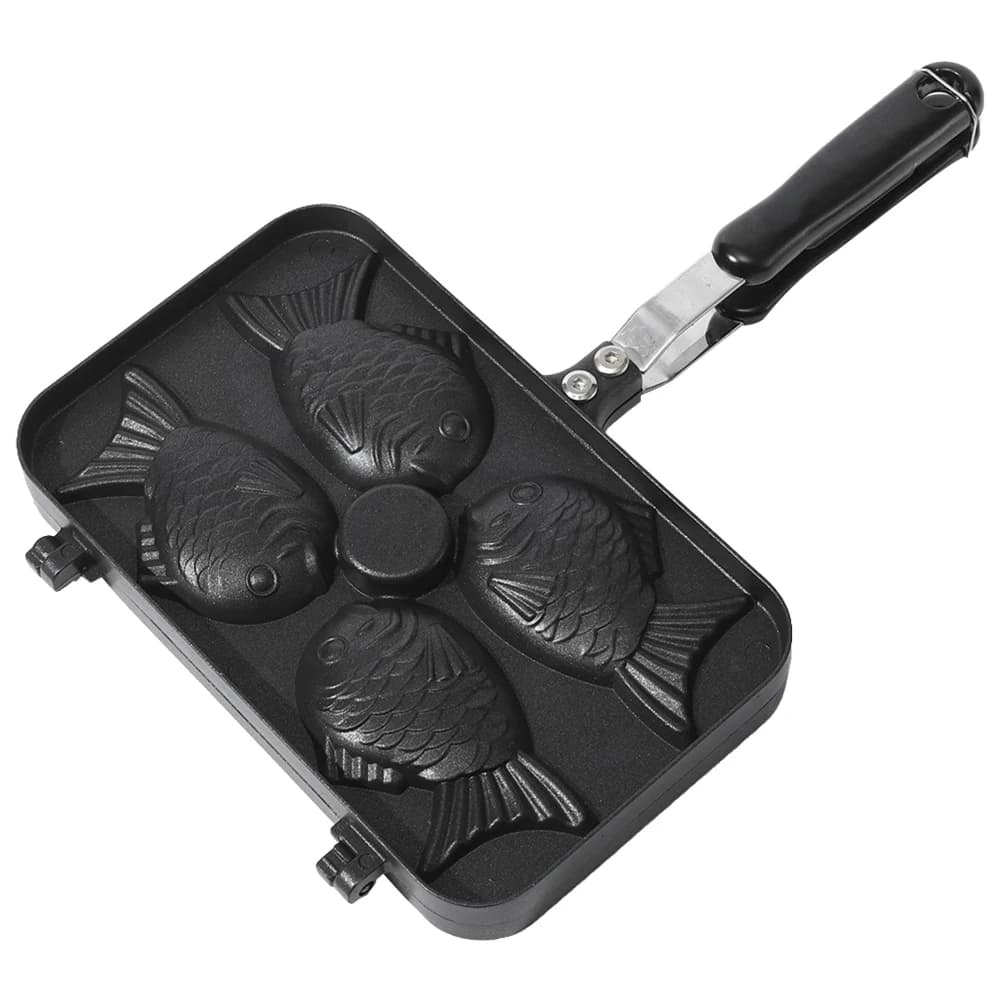Four Fish Shaped Fry Pan Waffle Molds Non-Stick Waffle Baking Kitchen DIY Takoyaki Cake Oven Breakfast Machine Waffle Maker