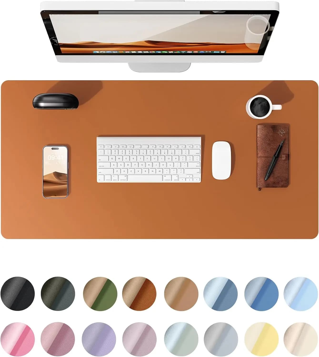 Tappetino da scrivania in pelle, protezione per scrivania, tappetino per mouse grande, antiscivolo in pelle PU impermeabile, tappetino per laptop