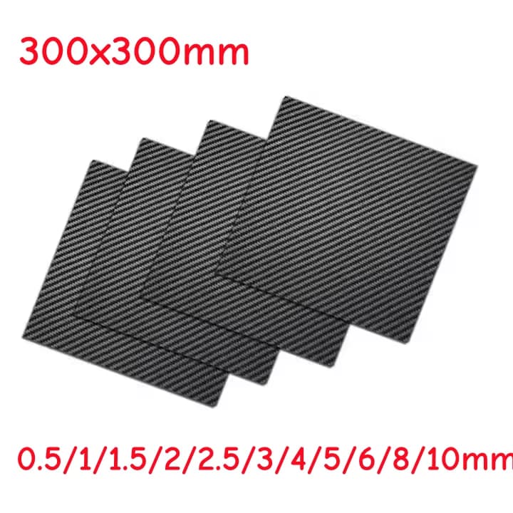 300 X 300mm 0.5mm 1/1.5/2/3/4/5/7/8/9/10mm Thickness Pure Carbon Fiber Sheet Panel High Strength Light Material