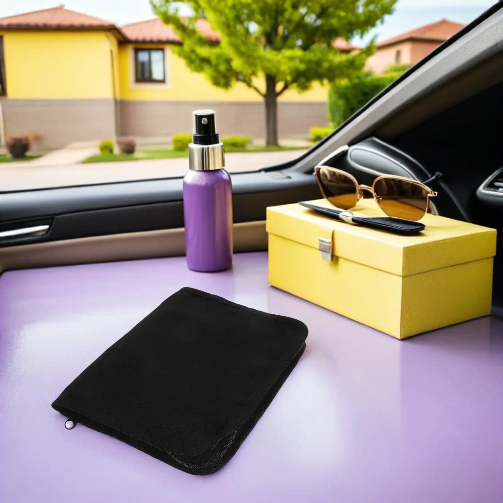2Pcs Car Document Holder Oxford Cloth Multi-Pocket Glove Compartment Organizer for Registration Insurance Cards Receipts Vehicle