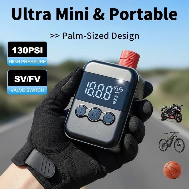 Pompa per bici elettrica portatile Indicatore digitale ricaricabile tramite USB con valvole Presta/Schrader per biciclette Moto