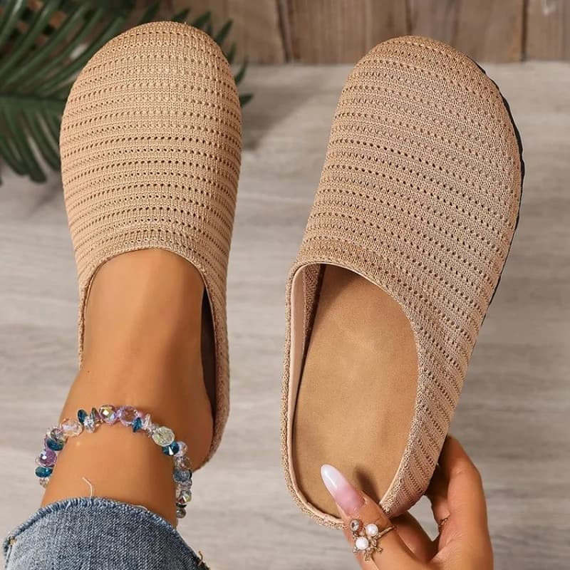 Women's Casual Flats Round Toe Slip-On Loafers Woven-Look Textured Upper Minimalist Everyday Shoes Flat Heel Standard Footwear