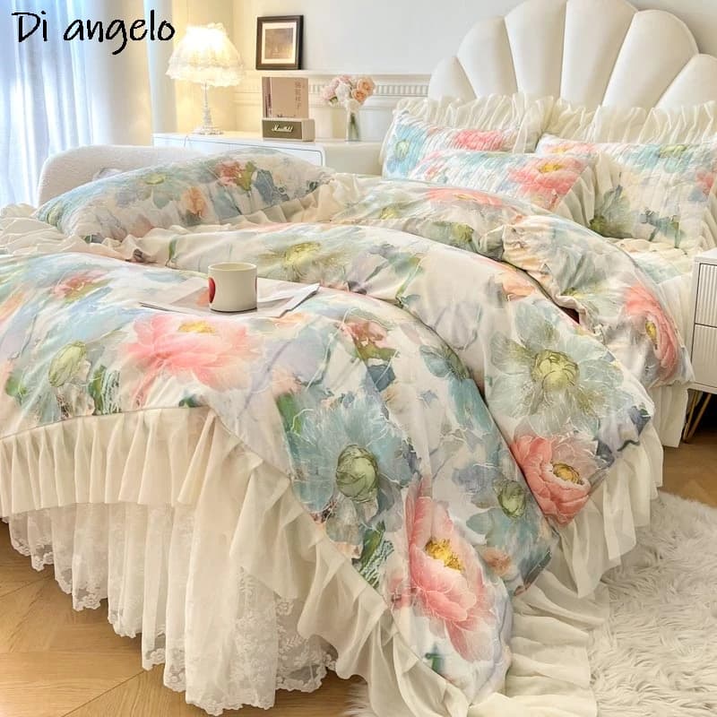 Copripiumino in cotone stampato stile francese con cerniera, trapunta, custodia coperta, biancheria da letto, tessili per la casa, 200x230, 220x240, # /1 pezzo