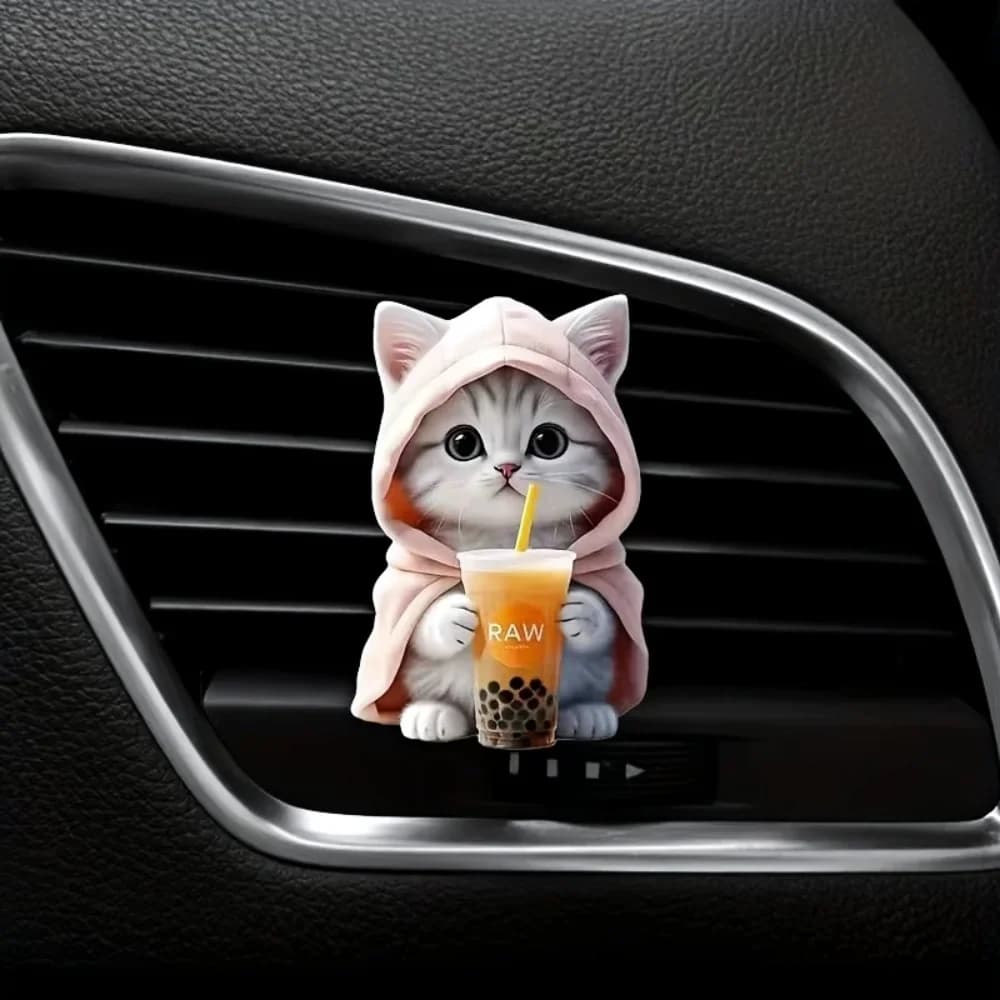 Diffusore di Aromi per Auto a Forma di Gatto, Clip per Bocchetta d'Aria in Acrilico, Decorazione Carina, Profumo Duraturo, Accessori Auto