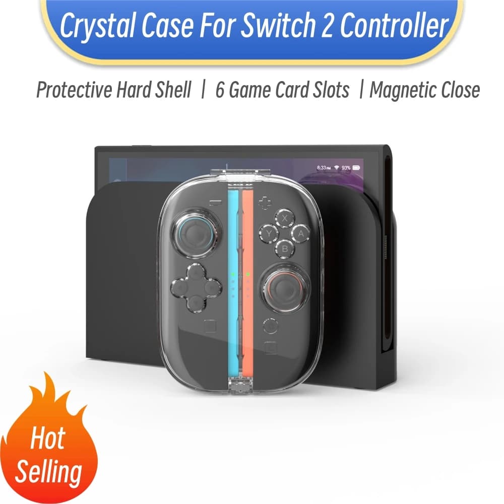 Custodia cristallina per Switch 2 Joy Con Guscio protettivo per scatola di immagazzinaggio controller NS2 Custodia con 6 slot per schede di gioco
