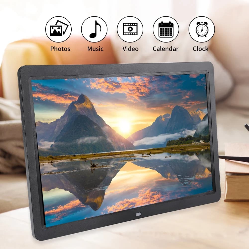 Cornice Fotografica Digitale Multifunzione da 15.4'' 1280*800 con Lettore Musicale e Video, Telecomando Incluso