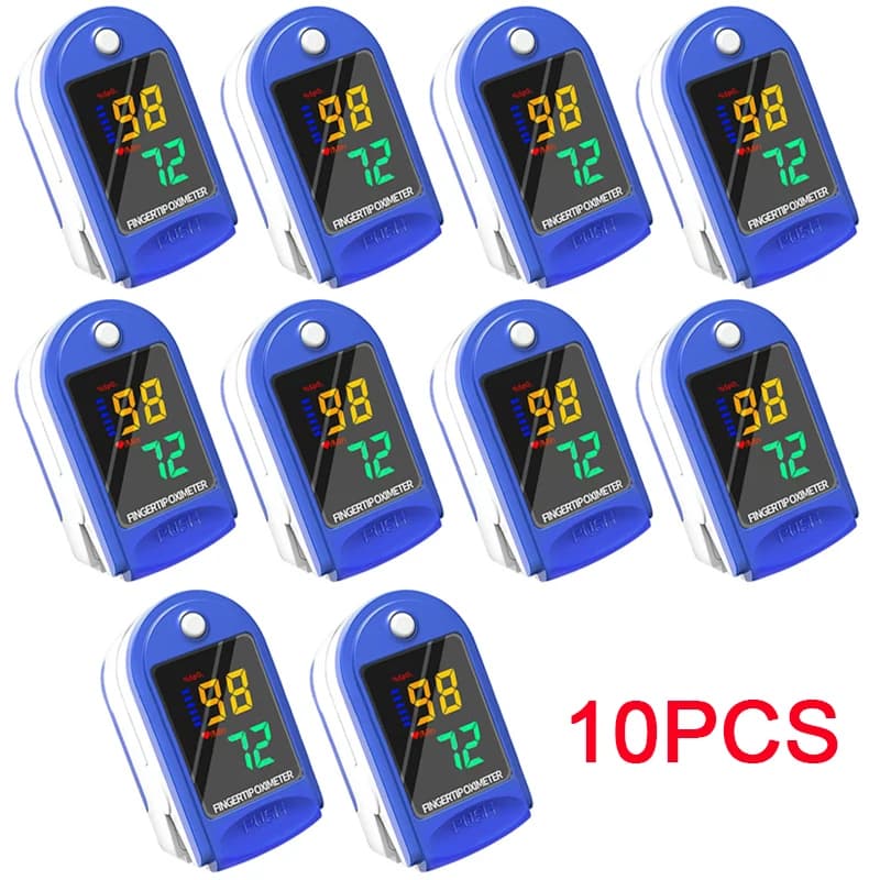 10PCS finger pulse oximeter SpO2 blood oxygen saturation monitor with medical digital LED heart rate measurement meter