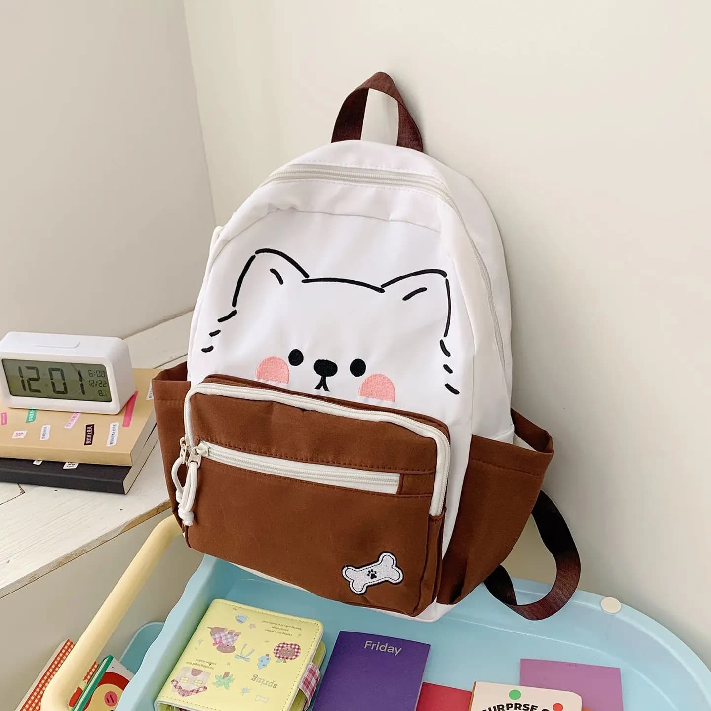 Zaini morbidi e carini a forma di gattino per bambini, scuola materna, scuola elementare, donna, marrone, verde, mochilas escolares, rucksack, schule
