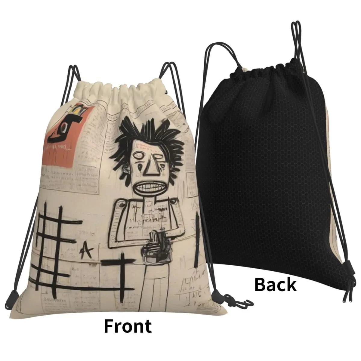 Newspaper Sketch Book Backpacks Multi-function Drawstring Bundle Pocket Sports Bag Book Bags for Travel School