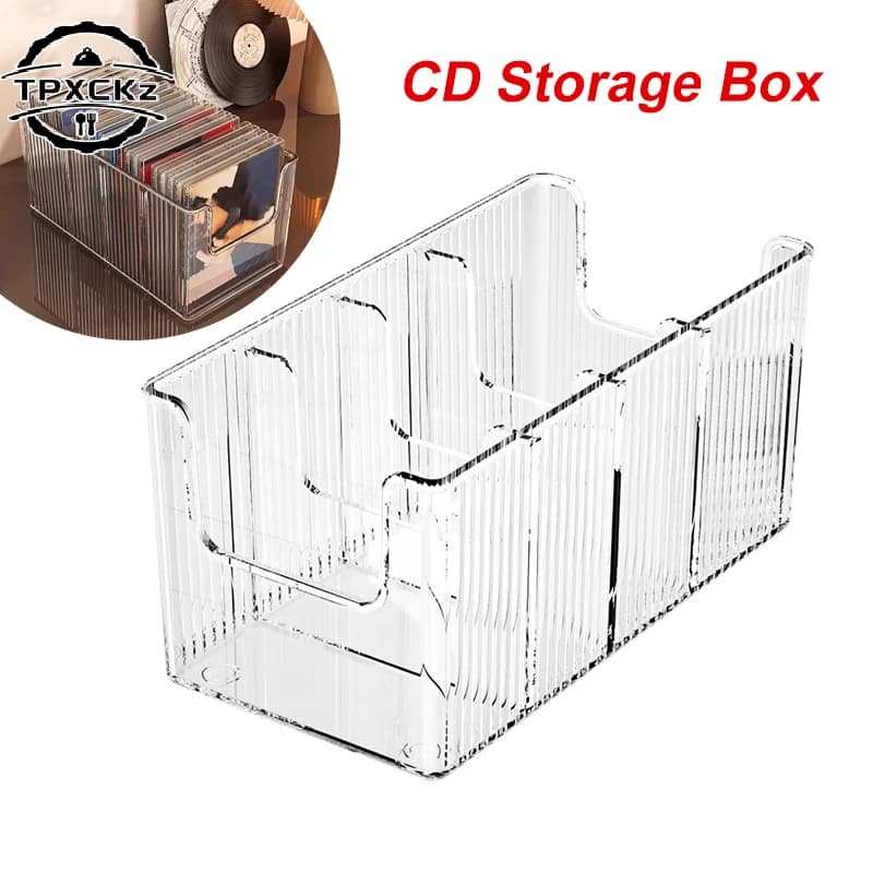 1pc CD Disc Rack Desktop Disc Black Vinyl Record Magnetic Tape Display Storage Rack Collection Storage Album Storage Box
