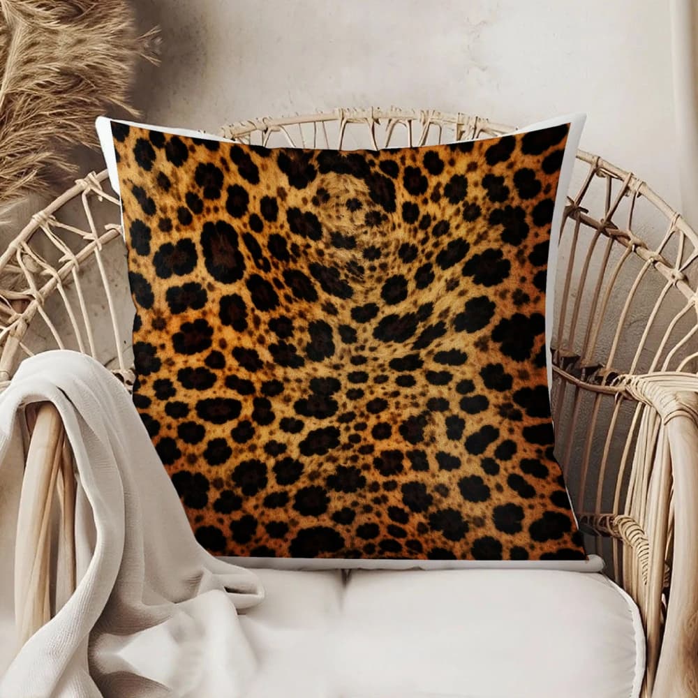 Fodera per cuscino con stampa leopardata, marrone e nero, motivo animale, cuscino decorativo per soggiorno, camera da letto, divano, sedia