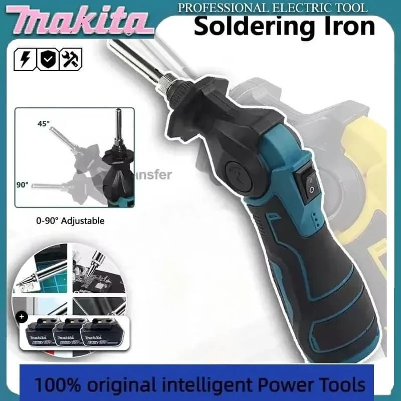 Saldatore Elettrico Makita 18V con Angolo Regolabile 0–90° ° Pistola per Saldatura Portatile a Temperatura Costante con Spina EU