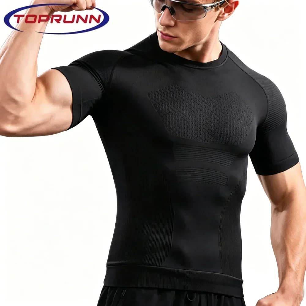 Men's Compression T-Shirt Summer Sportswear Running T-Shirt Elastic Quick Dry Sport Tops Tee Athletic Gym Workout T-Shirts Men