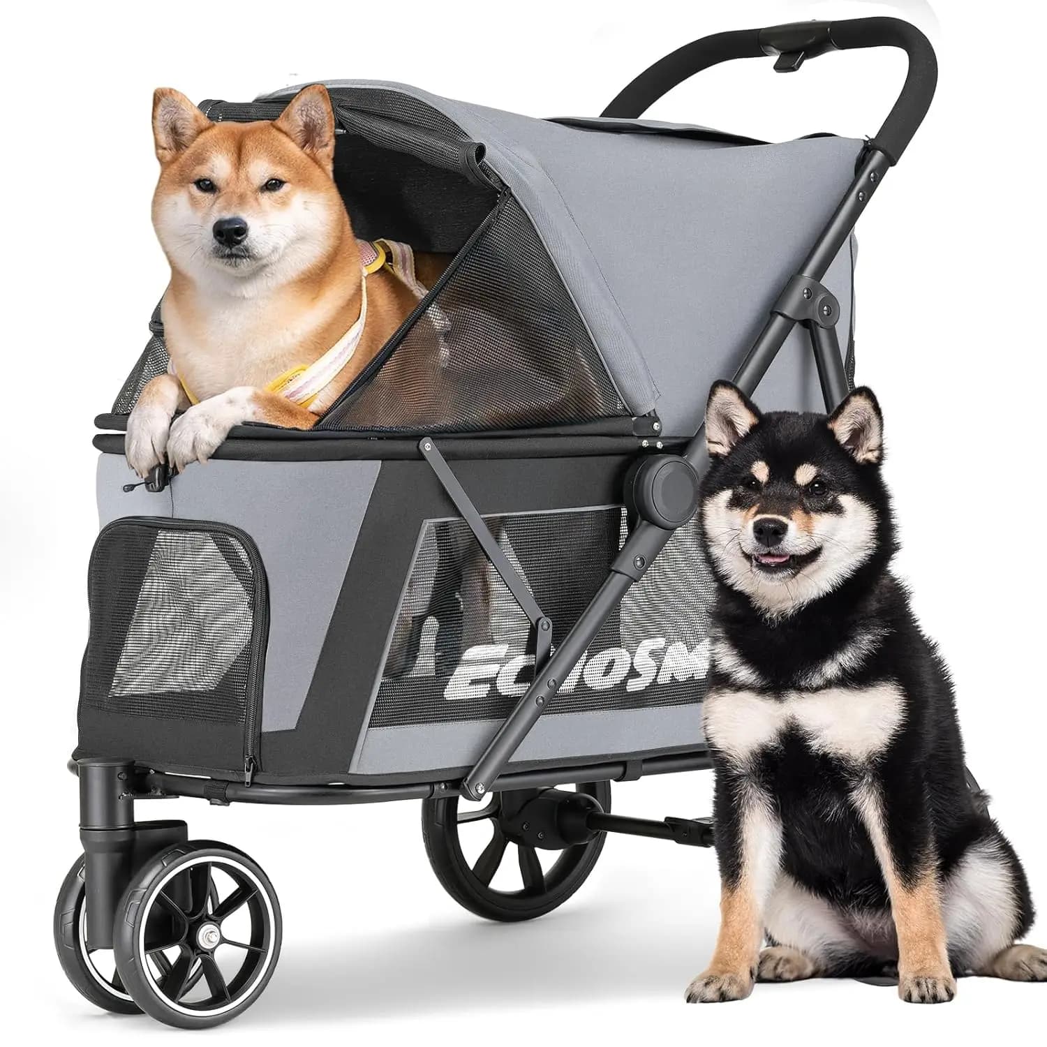 Dog Stroller for Medium & Small Dogs, Foldable Pet Stroller with 3 Wheels & Brakes, All-Terrain Cat Dog Carrier