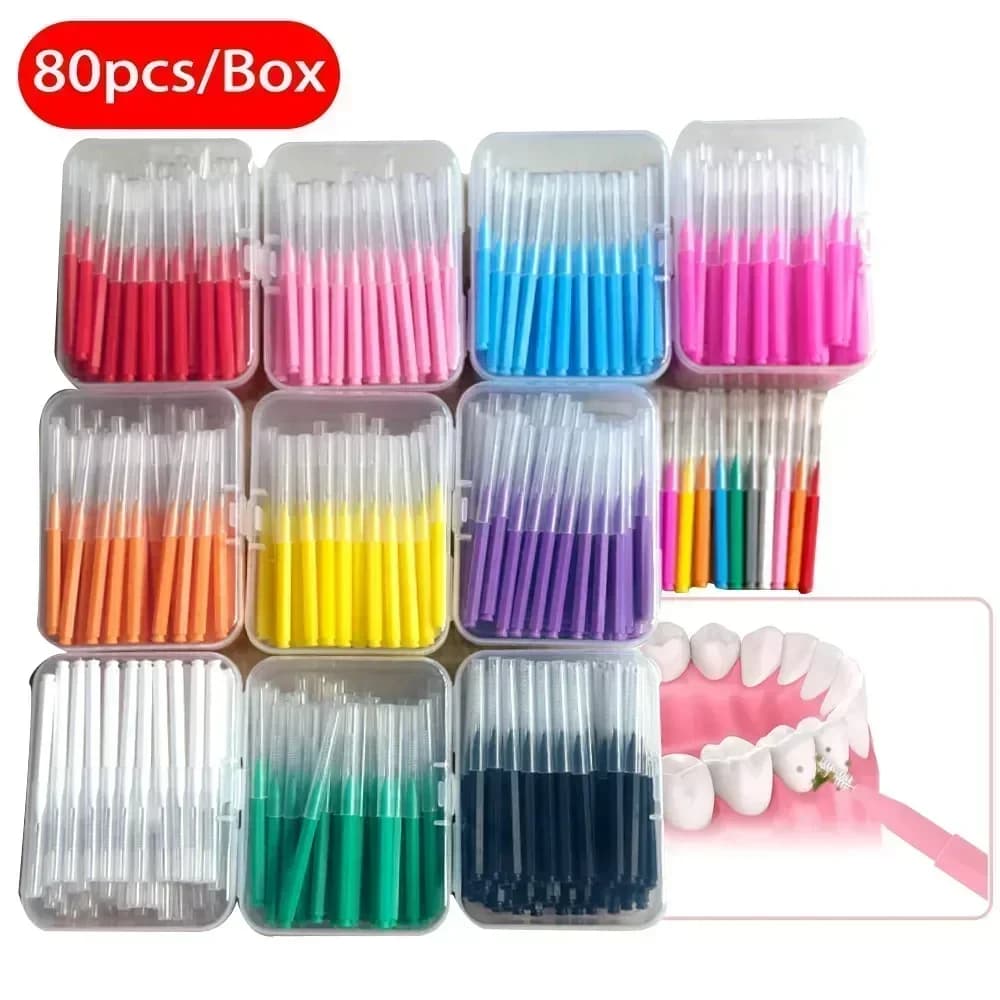 80 Pz/box I-type Brush Interdental 0.6-1.5Mm Cleaning Between the teeth Hygiene Oral Orthodontic I Shape of Interdental Wire
