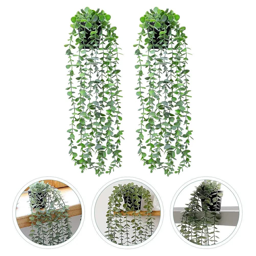 2 Pezzi di Piante Artificiali in Rattan da Appendere, Decorazioni Realistiche per Interni ed Esterni, Casa, Ufficio, Giardino, Recinzioni, Feste