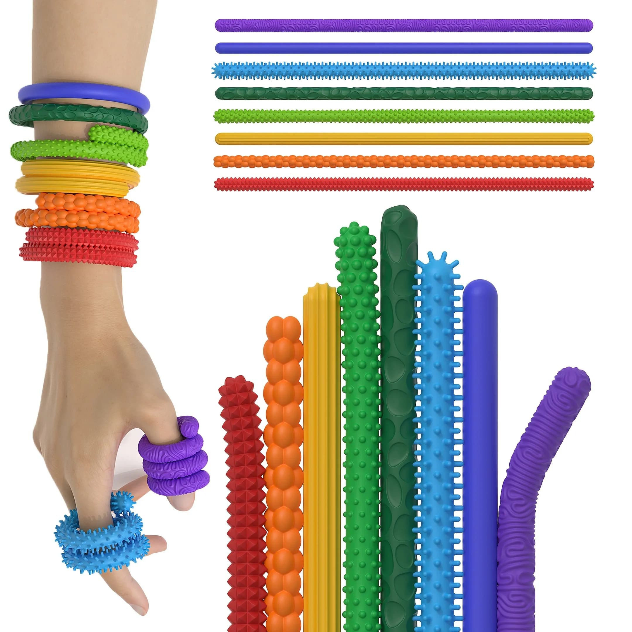 8 pezzi EDC Fidget Sensory Sticks giocattoli, Preoccupazioni Palle Autismo Calmante Kid Adulti Ansia Sollievo dallo stress Giocattolo sensoriale