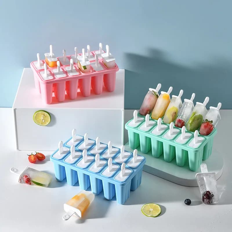 Stampi per ghiaccioli 4-12 Pezzi Stampi per ghiaccioli Silicone BPA Ice Pop Stampo per ghiaccioli a rilascio facile 10 bastoncini Stampo per ghiaccioli a rilascio facile
