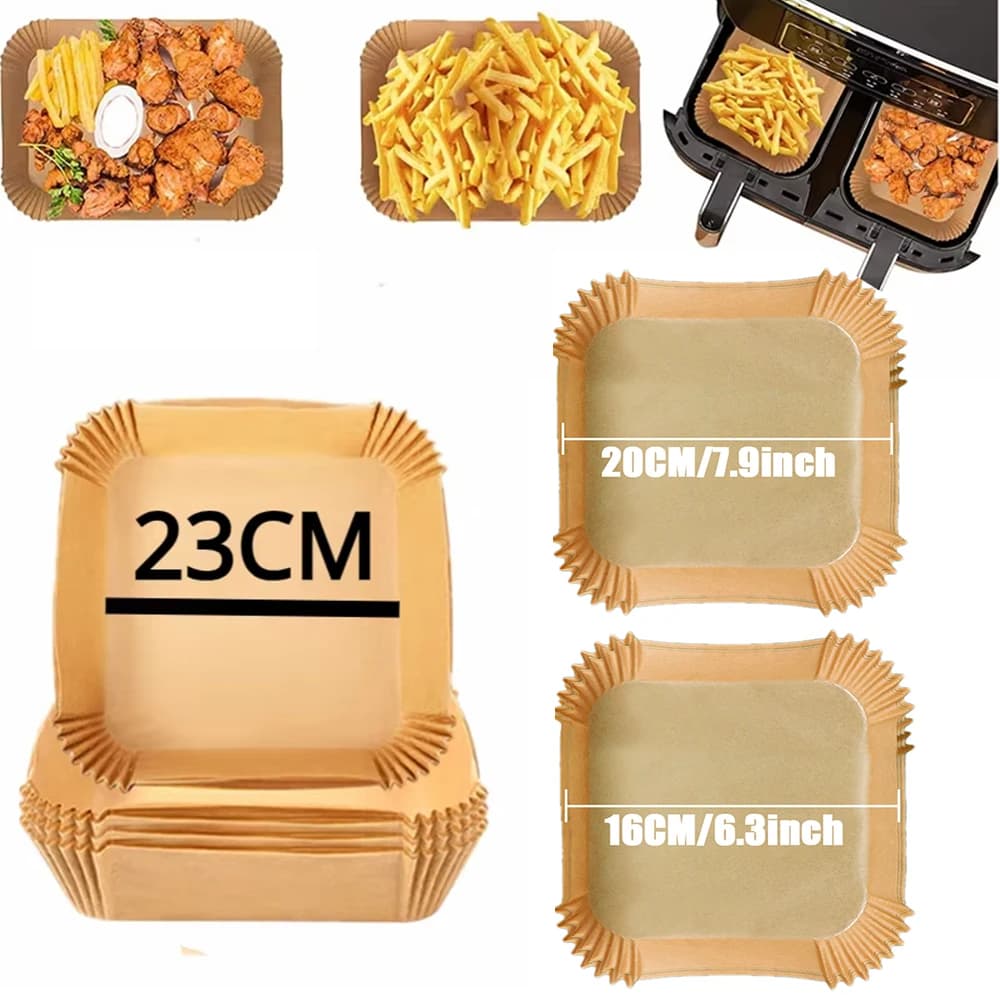 16-23CM Air Fryer Disposable Baking Paper Liner Non-Stick Mat Steamer Square Round Parchment for Microwave Oven Kitchen Cookers