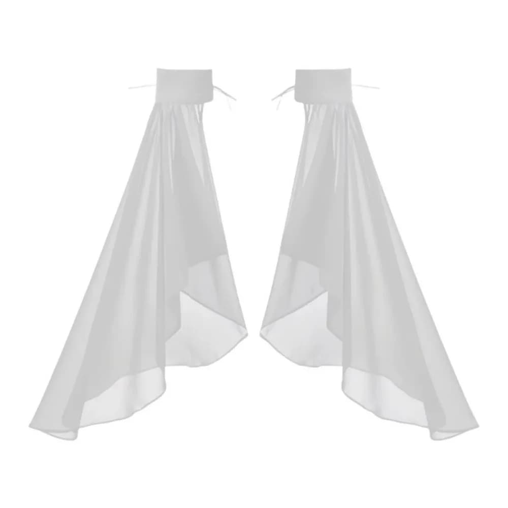 1Pair Detachable Women Long Tulle Bell Sleeves Thin Elegant Sunscreen Sleeves Breathable Adjustable Tie Strings