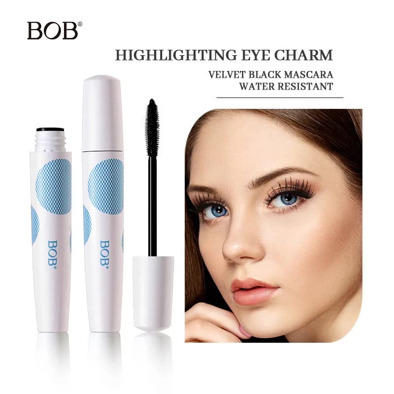 Mascara BOB Velvet Black Thick, Impermeabile, Anti-sbavature, Lunga Durata, Allungante e Incurvante, con Primer per Ciglia