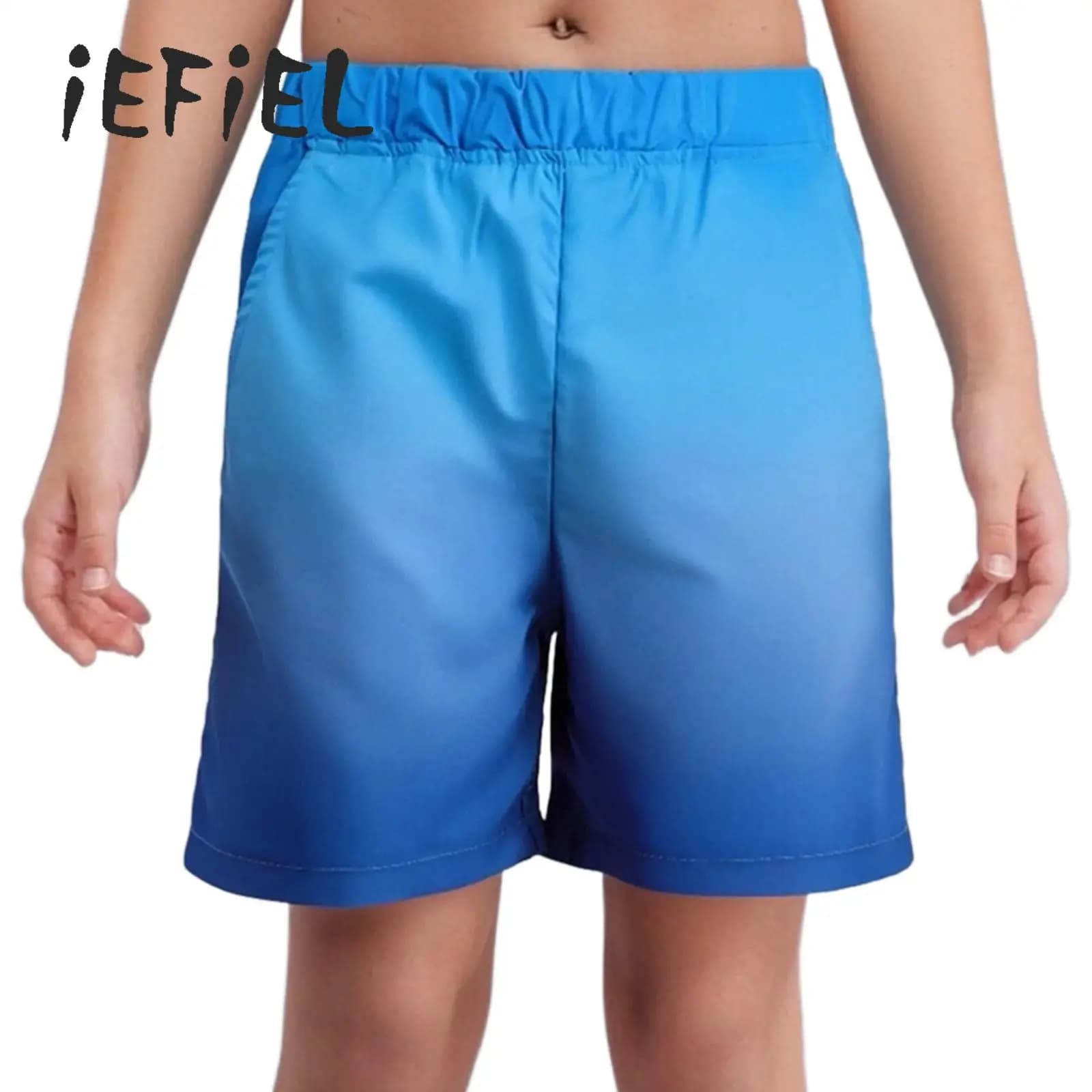 Costume da bagno per bambini e ragazzi, pantaloncini da bagno con tasche, colore sfumato, fondo da bagno, vacanze, costume da bagno da surf da spiaggia ad asciugatura rapida