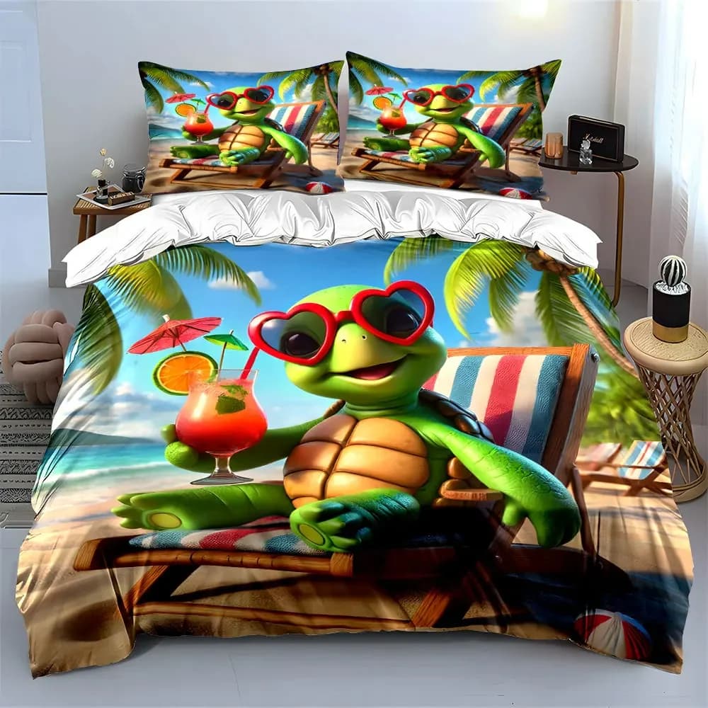 "Tropical Beach Turtle Decor Set" Soft Comfortable Duvet Cover Bedding Set Included 1*Duvet Cover & 2*Pillowcases, gift