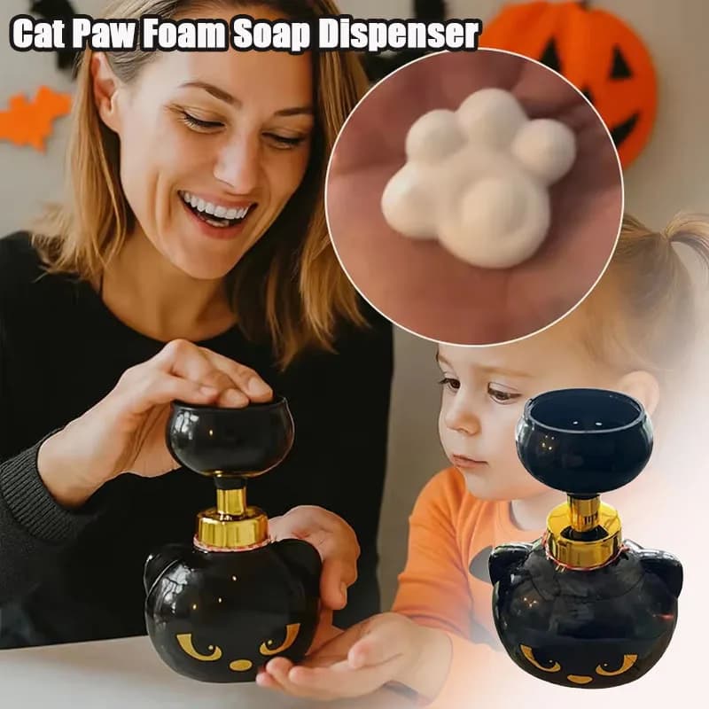 1-5PCS Cute Cat Paw Soap Dispenser 500ml Foaming Hand Soap Pump Bottle Black Paw Print Design Refillable Bathroom Kitchen Decor