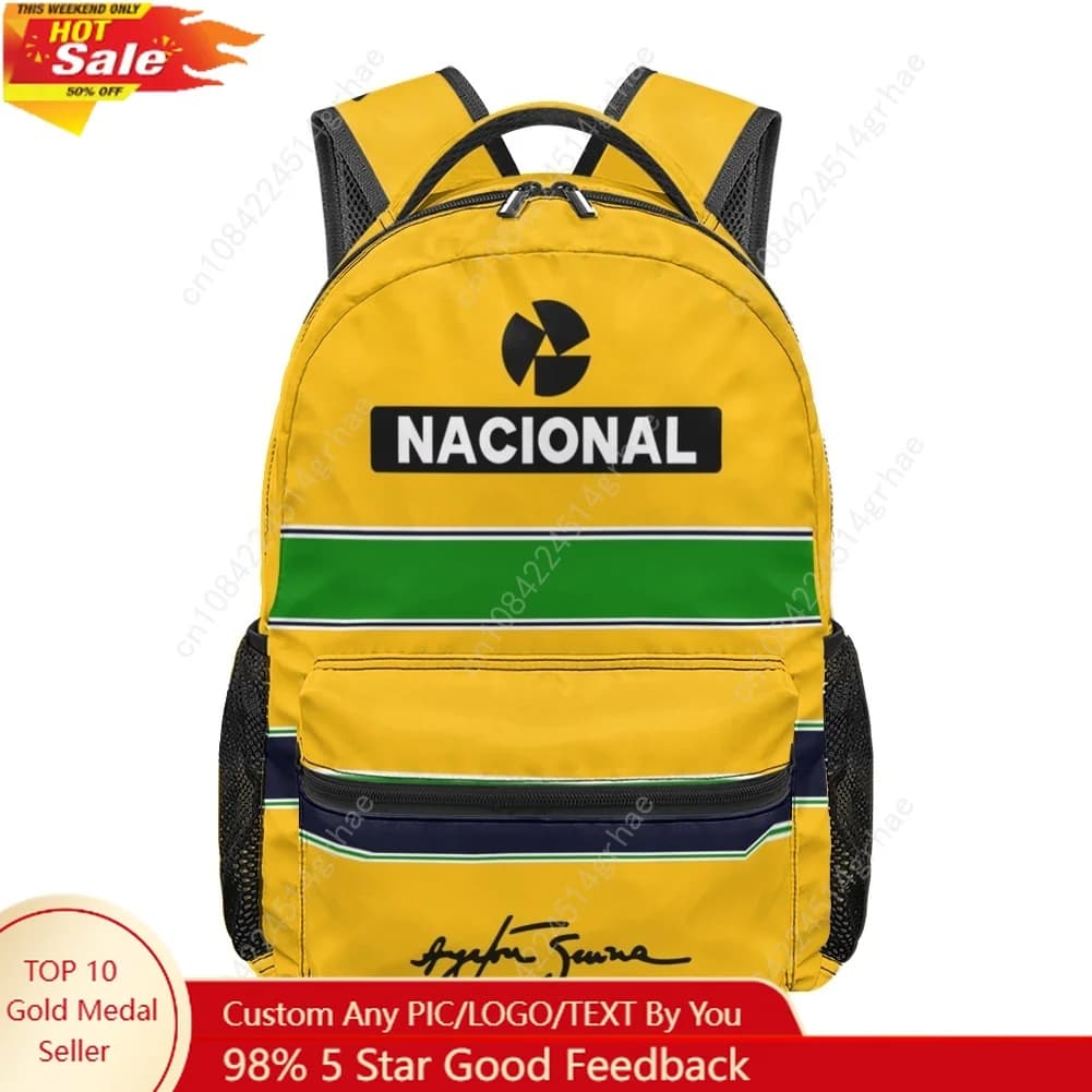 Ayrton Senna All-over Print Student Backpack Custom Casual Suitable for Travel and Camping Lightweight, and Easy To Clean