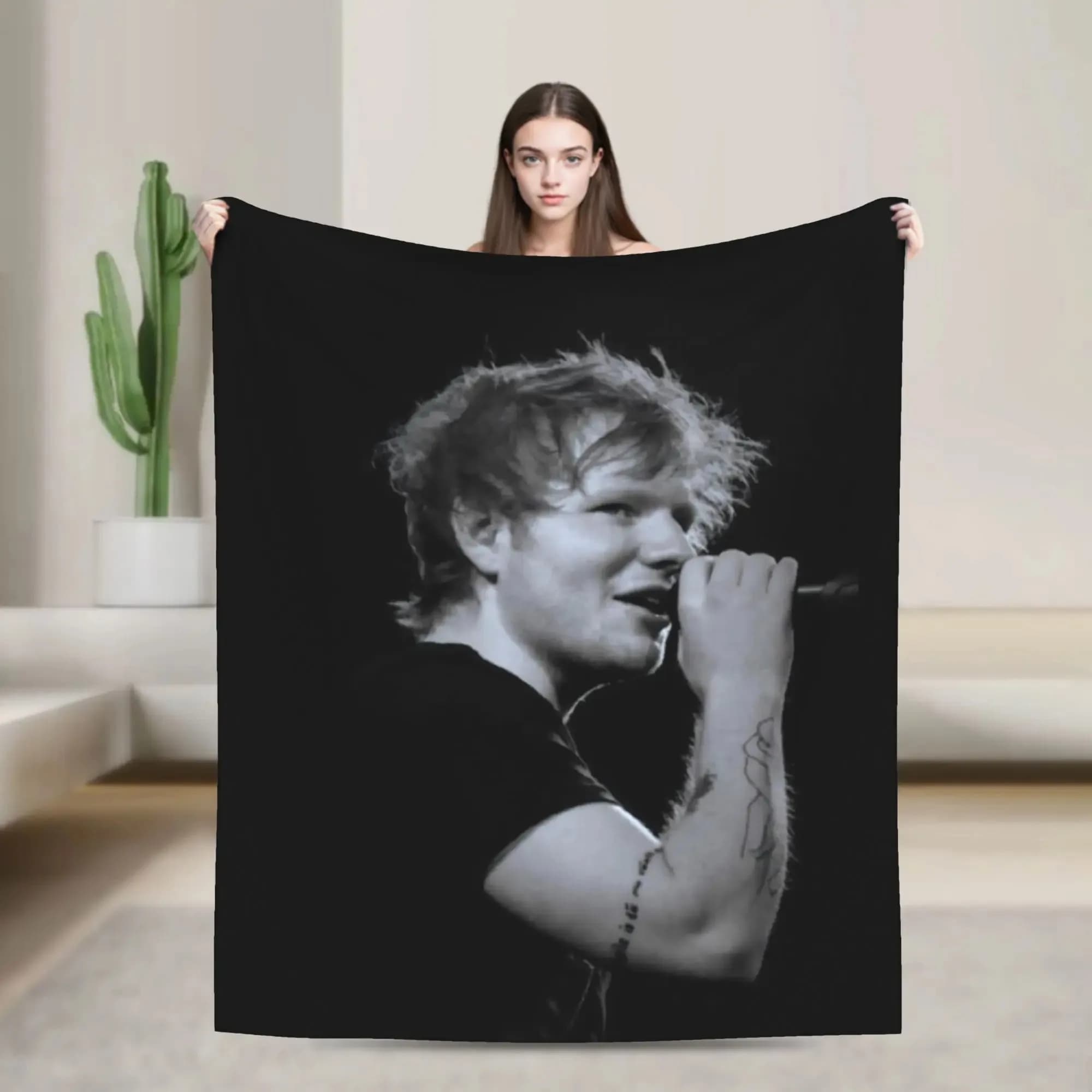 Famoso cantante Ed Sheeran Coperta classica in flanella Biancheria da letto calda e morbida per divano Sedia da viaggio Copriletto da ufficio Copridivano